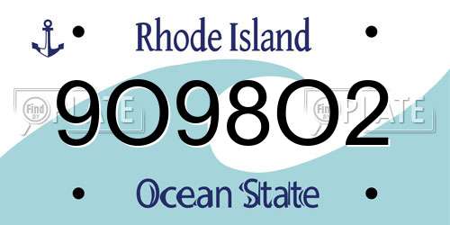 9O98O2 Rhode Island License Plate