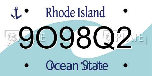 9O98Q2 Rhode Island License Plate