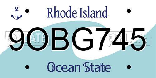 9OBG745 Rhode Island License Plate