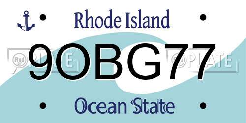 9OBG77 Rhode Island License Plate