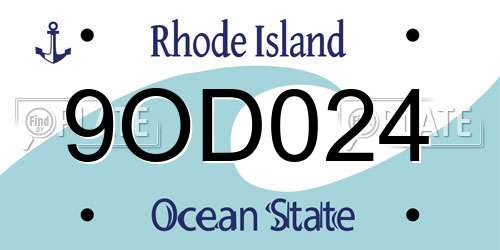 9OD024 Rhode Island License Plate