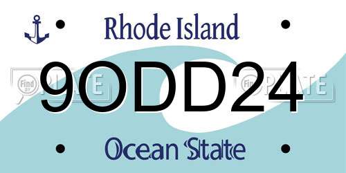 9ODD24 Rhode Island License Plate