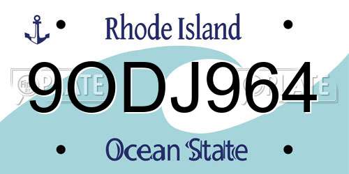 9ODJ964 Rhode Island License Plate