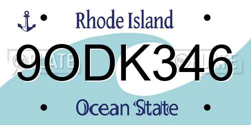 9ODK346 Rhode Island License Plate