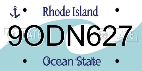 9ODN627 Rhode Island License Plate