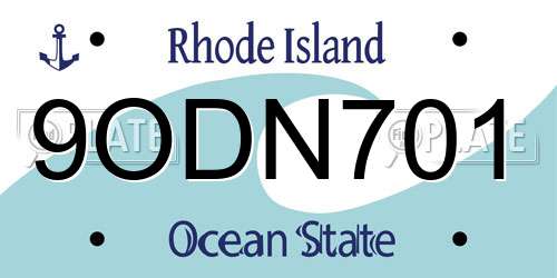 9ODN701 Rhode Island License Plate