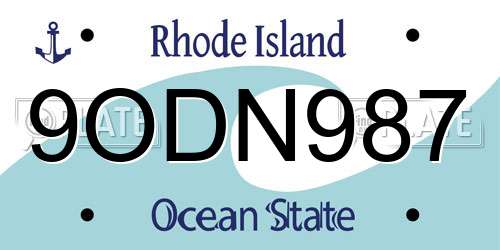 9ODN987 Rhode Island License Plate
