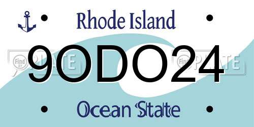9ODO24 Rhode Island License Plate