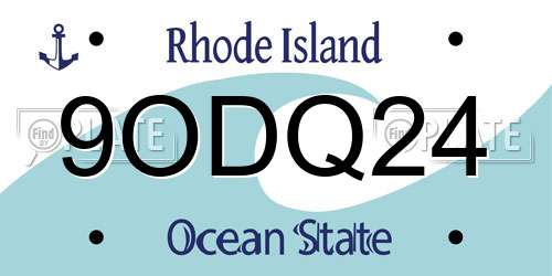 9ODQ24 Rhode Island License Plate