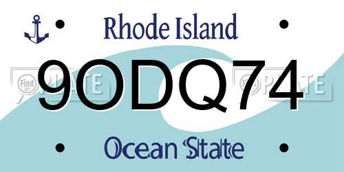 9ODQ74 Rhode Island License Plate
