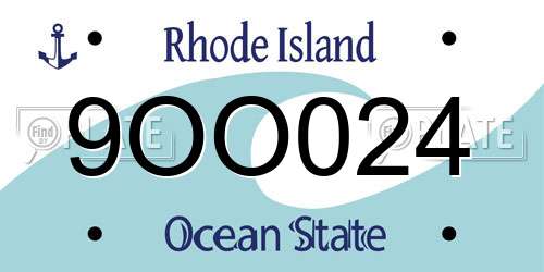9OO024 Rhode Island License Plate