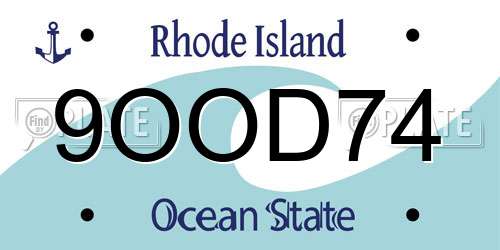 9OOD74 Rhode Island License Plate