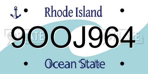 9OOJ964 Rhode Island License Plate