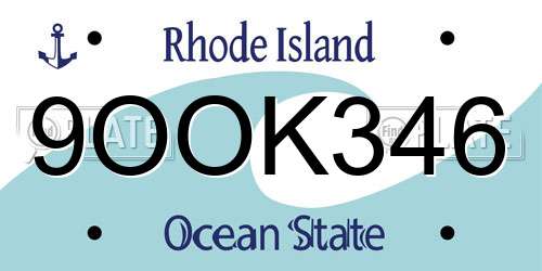 9OOK346 Rhode Island License Plate