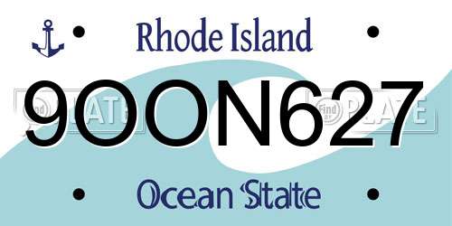9OON627 Rhode Island License Plate