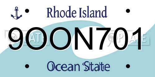 9OON701 Rhode Island License Plate