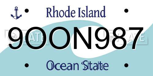 9OON987 Rhode Island License Plate