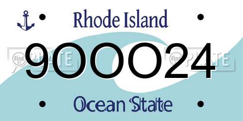 9OOO24 Rhode Island License Plate