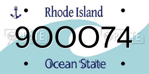 9OOO74 Rhode Island License Plate