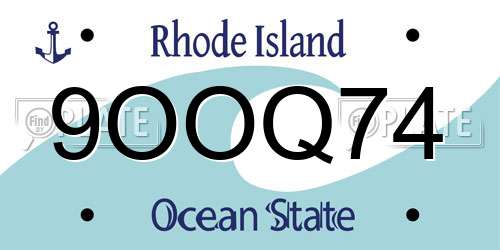 9OOQ74 Rhode Island License Plate