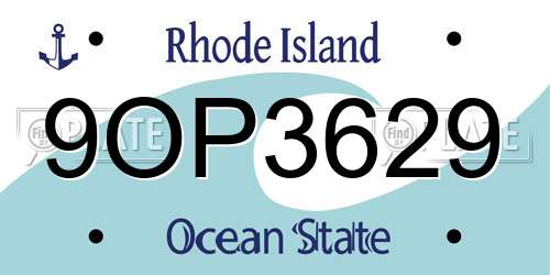 9OP3629 Rhode Island License Plate