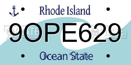 9OPE629 Rhode Island License Plate