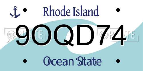9OQD74 Rhode Island License Plate