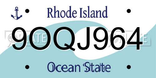 9OQJ964 Rhode Island License Plate