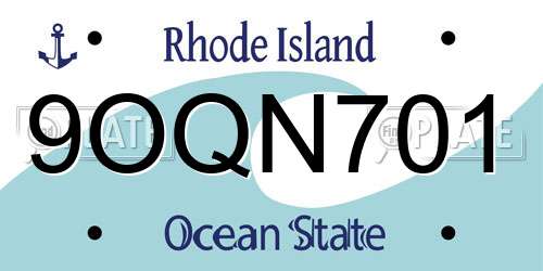 9OQN701 Rhode Island License Plate