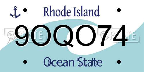9OQO74 Rhode Island License Plate