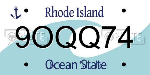 9OQQ74 Rhode Island License Plate