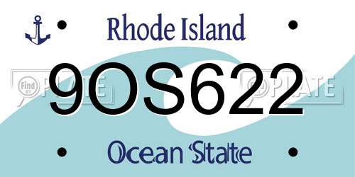 9OS622 Rhode Island License Plate
