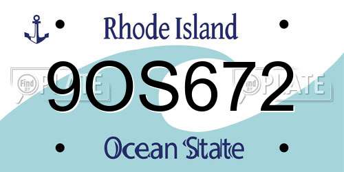 9OS672 Rhode Island License Plate