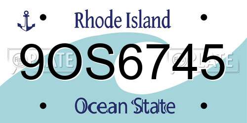 9OS6745 Rhode Island License Plate