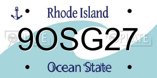 9OSG27 Rhode Island License Plate
