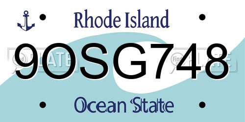 9OSG748 Rhode Island License Plate