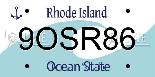 9OSR86 Rhode Island License Plate