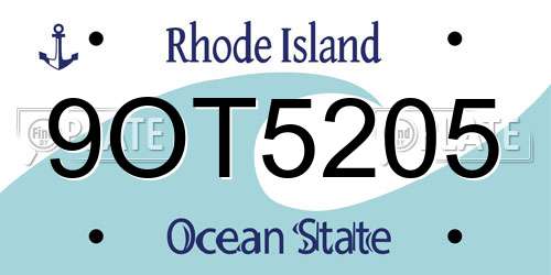 9OT5205 Rhode Island License Plate