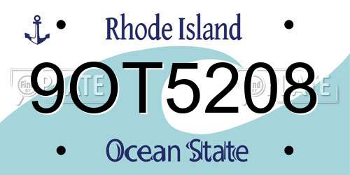 9OT5208 Rhode Island License Plate