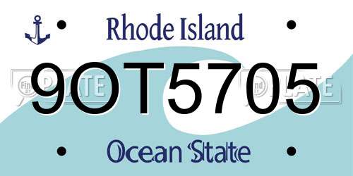 9OT5705 Rhode Island License Plate