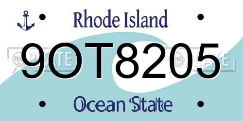 9OT8205 Rhode Island License Plate