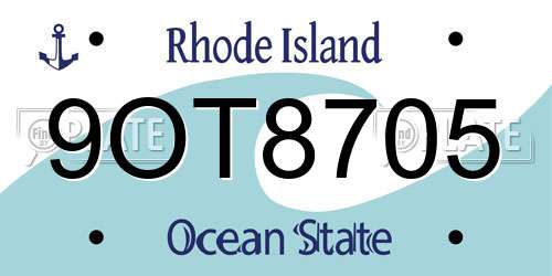 9OT8705 Rhode Island License Plate