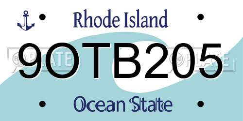9OTB205 Rhode Island License Plate