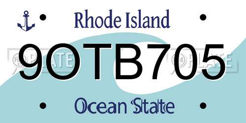 9OTB705 Rhode Island License Plate