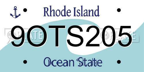 9OTS205 Rhode Island License Plate