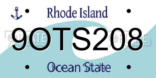 9OTS208 Rhode Island License Plate