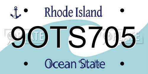 9OTS705 Rhode Island License Plate