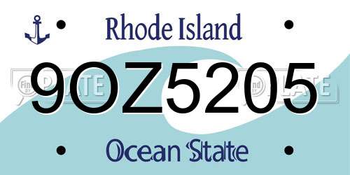 9OZ5205 Rhode Island License Plate