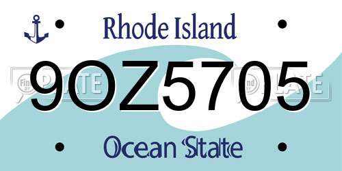 9OZ5705 Rhode Island License Plate
