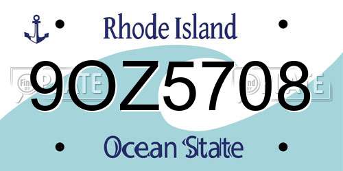 9OZ5708 Rhode Island License Plate